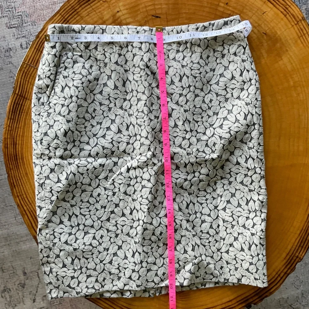 J. Crew Gray/Blue Skirt Overlay Leaf Pattern Pockets Fully Lined